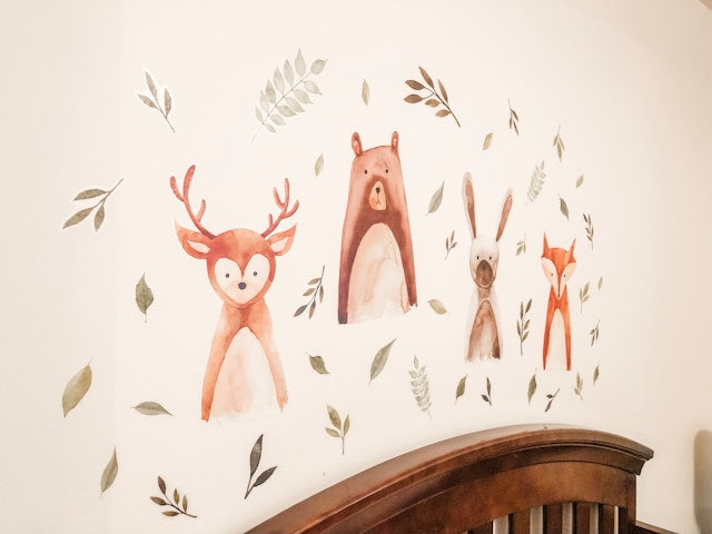 Woodland Animal Wall Decals: Styling Deer, Bear, Fox, Rabbit, Squirrel, and Hedgehog Themes