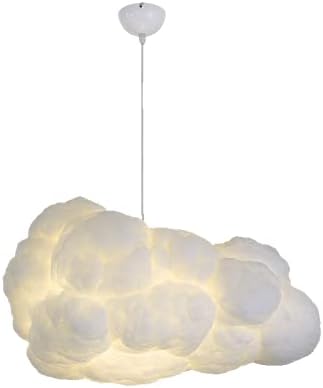 Funteam Modern Floating White Cloud Pendant Hanging Light Nordic Cotton Ceiling Light Fixture Girls Children's Living Room Bedroom Hotel Lobby Restaurant Clothing Store Chandelier (19.7Inch)