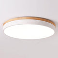 Dimmable Wood LED Flush Mount Ceiling Light, 5CCT 2700K-6000K Modern Round Close to Ceiling Lighting Fixtures, Minimalist White Ceiling Lamp for Living Room, Bedroom, Laundry Room