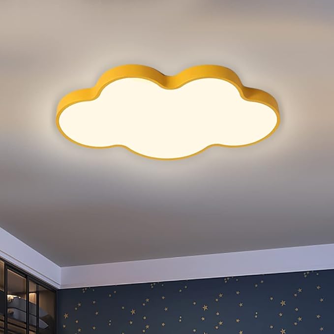 LED Ceiling Light Fixture,23 Inch Modern Cloud Shape Recessed Ceiling Lights, Dimmable Light,Yellow 36W Close to Ceiling Lighting Flush Mount Living Room Bedroom,3000K-6000K