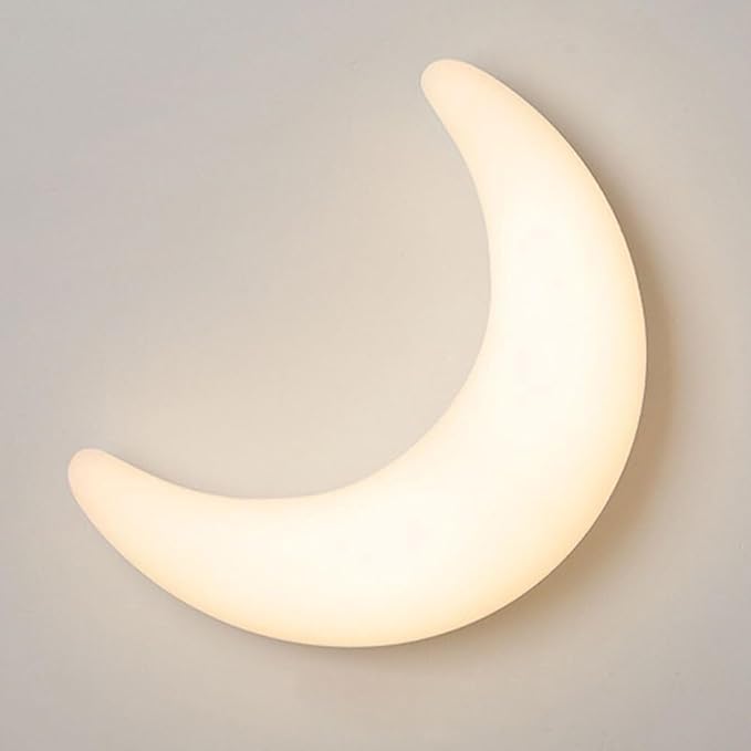 Dimmable LED Moon Wall Lamp, Modern White Crescent Sconce Light Fixture, Nordic Style Ambient Lighting for Bedroom Kids Room Living Room Nursery Wall Decor Night Light(49CM)