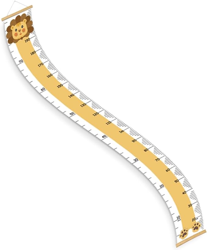 Kids Height Growth Chart for Toddlers & Babies - Removable Canvas Wall Ruler, Baby Height Measurement Tool, Nursery/Playroom Decor Hanging Art (Lion, 78" L x 8" W, Framed)