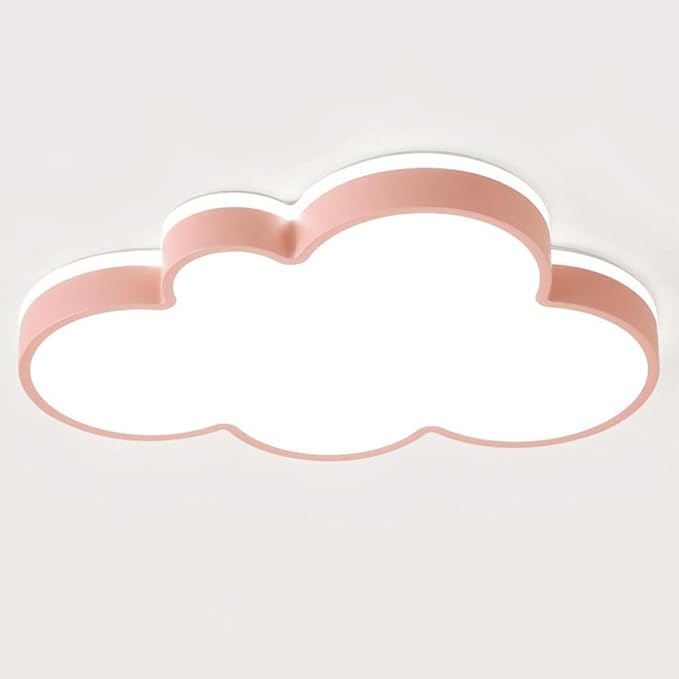 Cute Cloud LED Ceiling Light Fixture, Blue & White Flush Mount Lamp, Modern Eye-Caring Lighting for Kids’ Bedroom, Nursery, Baby Room, Playroom Decor(Red,68cm)