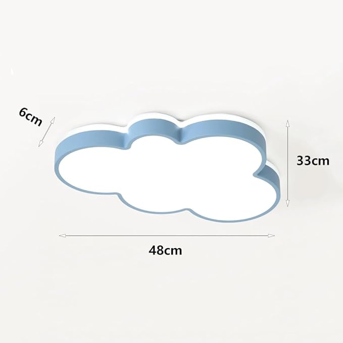 Cute Cloud LED Ceiling Light Fixture, Blue & White Flush Mount Lamp, Modern Eye-Caring Lighting for Kids’ Bedroom, Nursery, Baby Room, Playroom Decor(Blue,48cm)