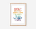 OZCONO Rainbow Days Week Poster, Colorful Learning Chart Kids, Preschool Wall Decor Art, Homeschool Education Guide (Unframed) (16x24)