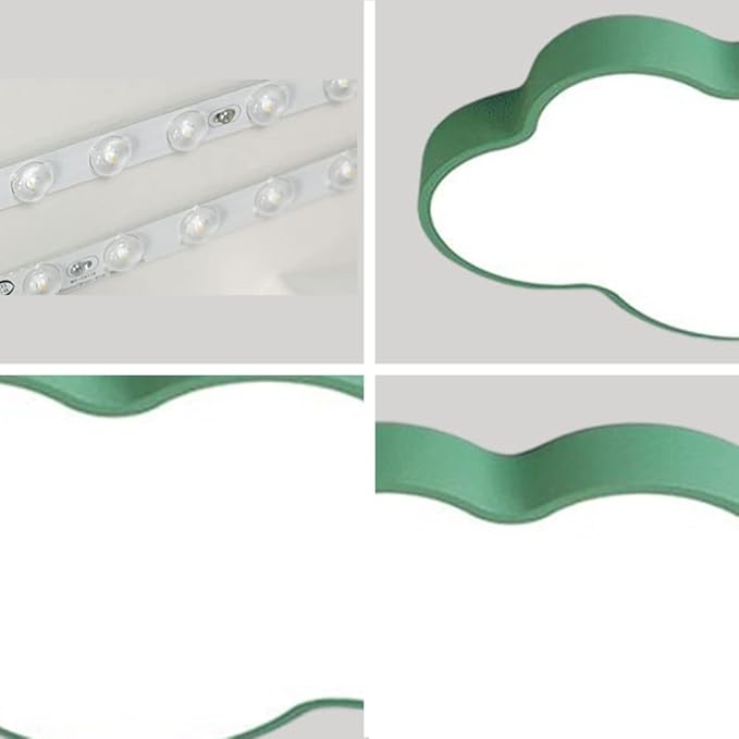 LED Ceiling Light Fixture,27 Inch Modern Cloud Shape Recessed Ceiling Lights,Dimmable Light,Green 43W Close to Ceiling Lighting Flush Mount Living Room Bedroom,3000K-6000K