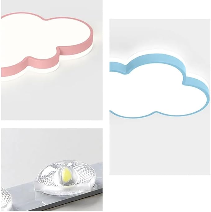 Dimmable LED Flush Mount Ceiling Light Fixture with Cloud Shape,42W 27Inch Close to Ceiling Lamp Modern Lights for Bedroom Kitchen, Pink Recessed Indoor Lighting 3000K-6000K Light Color Adjustable