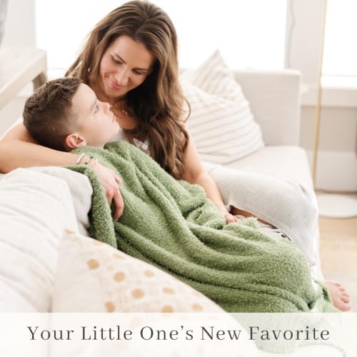 SARANONI Bamboni Baby Blanket | Luxury Plush Super Soft Blanket | Breathable Comfy Blankets for Kids and Teens | Olive - 40" x 60"