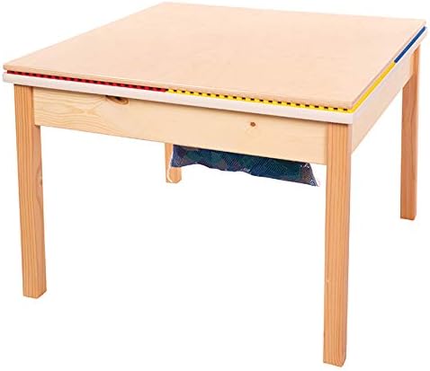 Fun Builder® #1 Rated American-Made 4 Color Lego® Compatible Wood Table with Built-in Storage(Patent)-NO Tools-Only 5 Minute Assembly(Patent)-Built to Last Generations!-27"x27"-Ages 5 & UP