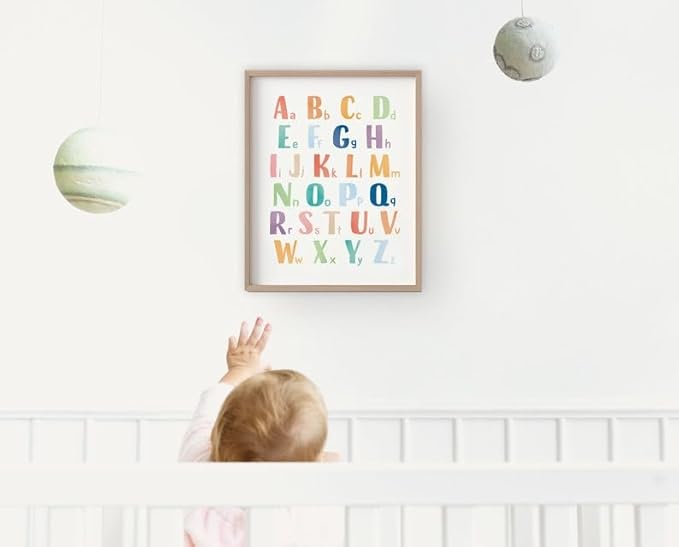 OZCONO Rainbow Alphabet Poster for Kids, Educational ABC Wall Chart for Classroom Decor, Montessori, Nursery Toddler Learning (Unframed) (24x36)