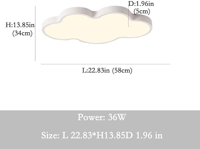 LED Ceiling Light Fixture,Modern 23 Inch Cloud Shape Recessed Ceiling Lights,Dimmable Light,White 36W Close to Ceiling Lighting Flush Mount Living Room Bedroom,3000K-6000K
