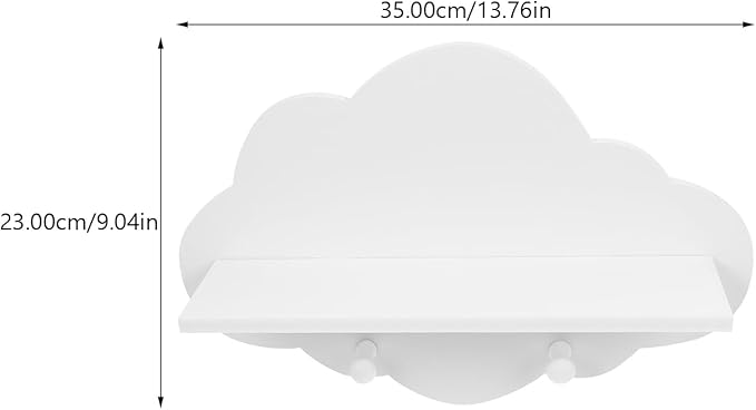 ARTIBETTER 1pc Wooden Cloud Shape Floating Shelf 14 Inch White Wall-Mounted Storage Shelf for Nursery Kids Room Decor and Organization
