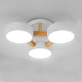 LED Flush Mount Ceiling Light Fixture with 3000K/4000K/6000K Temperatures Selectable,21Inch 33W Chandelier Modern Wood Ceiling Lamp for Bedroom Kitchen, 3-Lights Indoor Lighting White Pendant Light