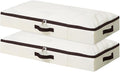 AMJ 2 Pack Foldable Under Bed Storage Basket Container, Sturdy Clothes Storage Drawer Organizer for Clothes, Shoes,Toys, Blanket, Comforter Organizers Bins, Beige