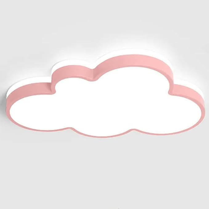 Dimmable LED Flush Mount Ceiling Light Fixture with Cloud Shape,34W 23Inch Close to Ceiling Lamp Modern Lights for Bedroom Kitchen, Pink Recessed Indoor Lighting 3000K-6000K Light Color Adjustable