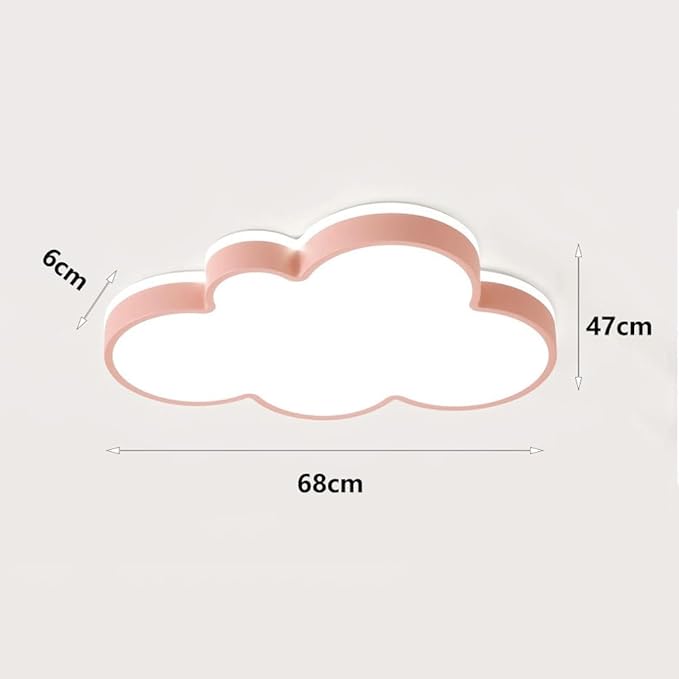 Cute Cloud LED Ceiling Light Fixture, Blue & White Flush Mount Lamp, Modern Eye-Caring Lighting for Kids’ Bedroom, Nursery, Baby Room, Playroom Decor(Red,68cm)