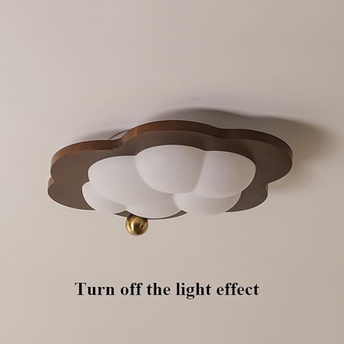 Modern Cloud Ceiling Light Flush Mount Wood Base Acrylic Shade LED Hardwired for Kids Room Bedroom Living Room Nursery Overhead Ambient Lighting