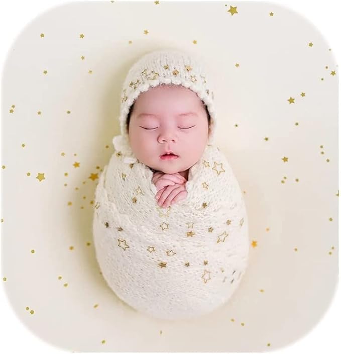 Newborn Baby Photography Props Outfits Hat Long Ripple Wrap Set for Boys Girls Photography Photoshoot Photos