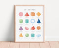 OZCONO 3D Shapes Learning Poster, Vibrant Geometry Chart Kids, Playroom Wall Decor Art, Homeschool Education Guide (Unframed) (11x14)