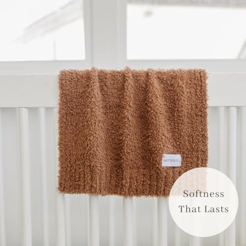 SARANONI Bamboni Baby Blanket | Luxury Plush Super Soft Blanket | Breathable Comfort Infant Baby Blankets for Boys & Girls | Caramel, Mini - 15” x 20”