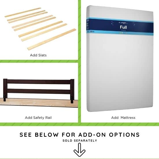 Full-Size Conversion Kit Bed Rails for Evolur Cribs - Solid Wood Crib Convertible Kit to Kids Bed - Transitional Style Rails & Easy-to-Install Child Essentials for Safety (Vintage Frost)