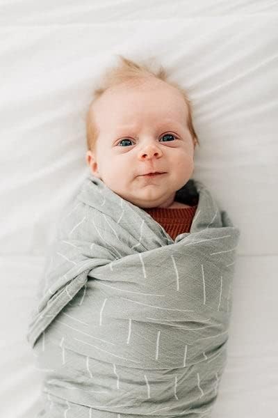 Mebie Baby Desert Sage Muslin Swaddle, Modern and Neutral Swaddle Blanket for Baby Girl or Boy, Soft Baby Blankets, Newborn Swaddle Blanket, 0-3 Month, Comfy Wrap, Baby Essentials & Gifts