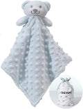 CREVENT Cozy Plush Baby Security Blanket Loveys for Baby Boys, Minky Dot Front + Sherpa Backing with Animal Face (Blue Bear)