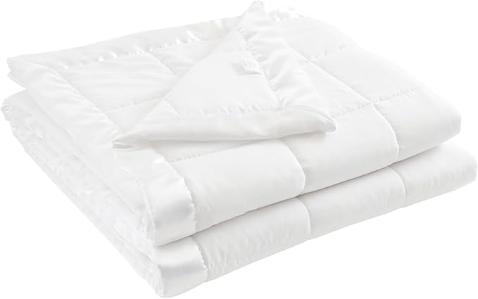 Madison Park Windom Down Alternative Blanket, Premium 3M Scotchgard Moisture Wicking Treatment, Lightweight and Soft Bed Cover For All Season, Satin Trim, White Full/Queen