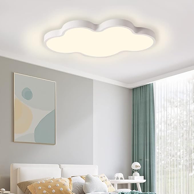LED Ceiling Light Fixture,19 Inch Modern Cloud Shape Recessed Ceiling Lights, Dimmable Light,White 29W Close to Ceiling Lighting Flush Mount Living Room Bedroom,3000K-6000K