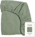 Crib Sheets – Organic Cotton Muslin Fitted Crib Sheet – Standard Size for Baby Boy and Baby Girl 28" x 52" Ultra-Soft and Breathable. (Roman Green)
