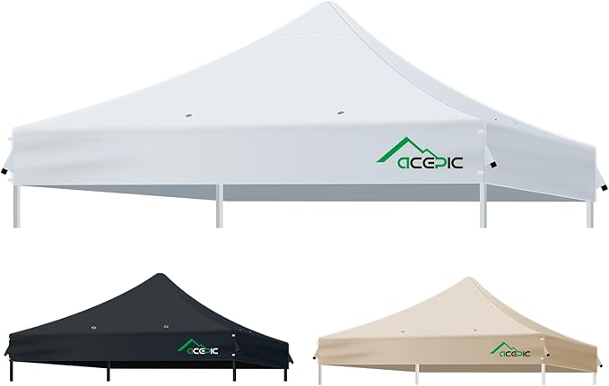 Heavy Duty 10x10 Canopy Replacement Top Cover with 8 Large Drainage Holes, Waterproof PU and 99% UV Resistant Fabric for Outdoor Events, Art Exhibition (Tent Top Only, Excluding Frame, White)