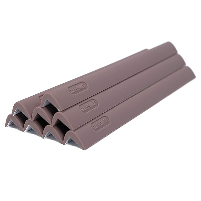 LONGFITE Corner Protectors and Edge Guards Baby Proof Corner Covers and Bumpers Cushion Top Grade Silicone Non-Choking Risk with Strong Stickiness (8 Pack) (Edge Guards Dark Brown, Edge)