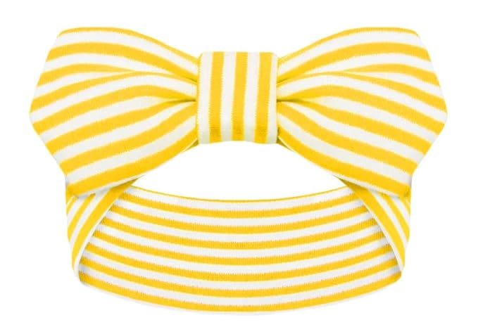 Creative Knitwear North Dakota State Bison Infant Girls Gold/White Striped Hair Knot Headband Embroidered Logo - Size Newborn - 4T