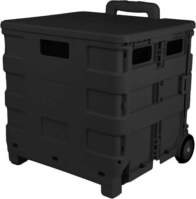 Everything Mary Rolling Plastic Storage Cart – Black Organizer for Crafts, Sewing, Office & Home Supplies