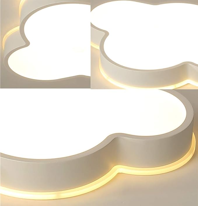 LAKIQ Modern Dimmable Acrylic LED Lights with Remote Creative Cloud Shape Children Room Flush Mount Ceiling Lighting Fixture for Kids Bedroom Kindergarten Living Room(21.5'',Stepless Dimming)