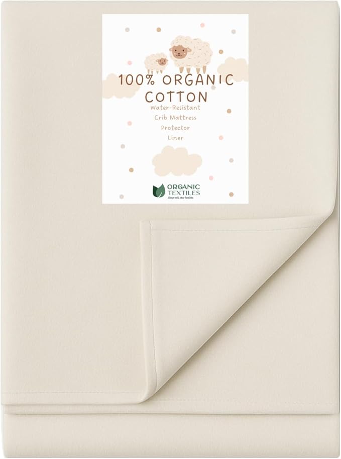 Organic Crib Mattress Protector - Flat Sheet Water Resistant Liner Pad, Breathable, Skin Friendly, Chemical-Free Pure Cotton [GOTS-Certified] for Mini Crib (38"x24") - Pack of 1