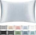 100% Mulberry Silk Pillowcase with Hidden Zipper,Both Sides Pure Silk Breathable Pillow Case for Hair and Skin,19 Momme Grade 6A,1pc,Light Blue,Queen Size 20x30 Inches