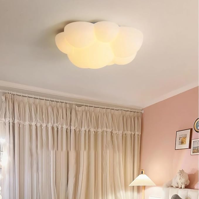 Cloud Ceiling Light for Kids Room, White LED Flush Mount Light Fixture, 80W Nursery Ceiling Lamp, 530mm Cartoon Ceiling Lighting for Bedroom, Playroom