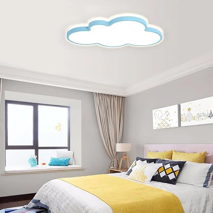 Cloud Shape LED Ceiling Light Fixture,Modern 23 Inch Recessed Ceiling Lights, Dimmable Light,Blue 34W Close to Ceiling Lighting Flush Mount Living Room Bedroom,3000K-6000K