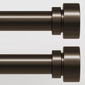 2 Pack Modern Brown Curtain Rods Set for Windows 66 to 120 Inches Adjustable Length Heavy Duty 1" Diameter Window Curtain Rod with Decorative Finials for Outdoor Bedroom Kitchen Living Room