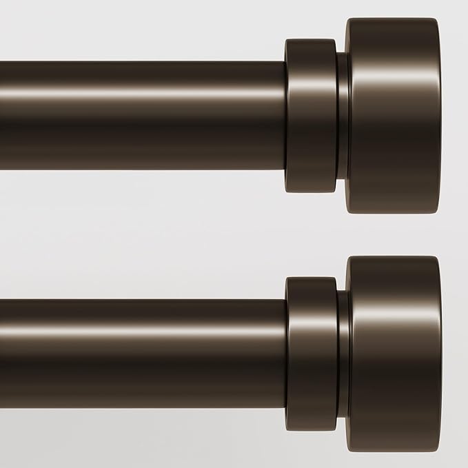 2 Pack Modern Brown Curtain Rods Set for Windows 72 to 144 Inches Adjustable Length Heavy Duty 1" Diameter Window Curtain Rod with Decorative Finials for Outdoor Bedroom Kitchen Living Room