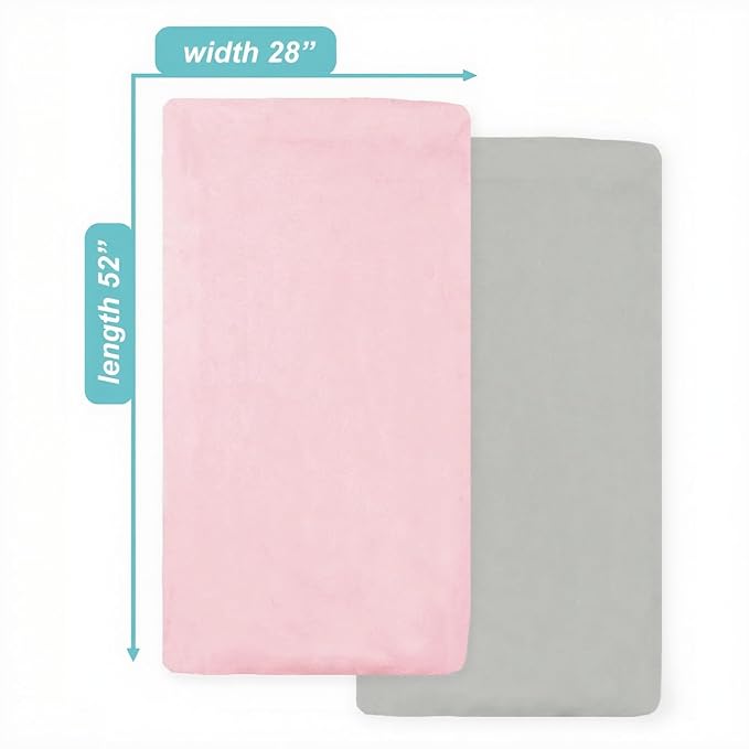 American Baby Company 2 Pack Fitted Crib Sheets 28" x 52", 100% Polyester Ultra Soft Microfiber, Gray/Pink, for Boys and Girls, Fits Crib and Toddler Bed Mattresses