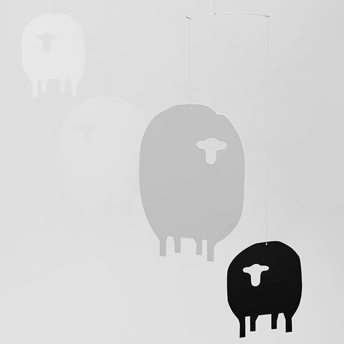 Flensted Mobiles Sheep Hanging Nursery Mobile - 17 Inches Plastic - Handmade in Denmark - Conversation Piece and Room Decor - Unisex - Wall Mount