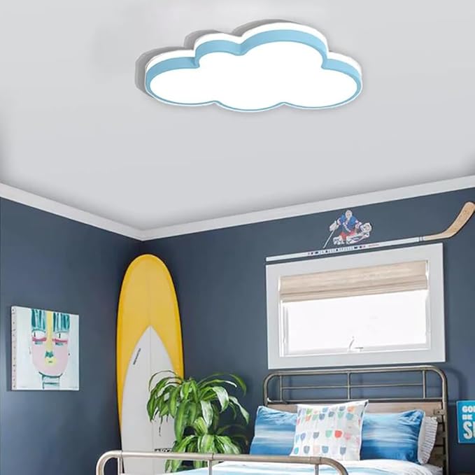 Cloud Shape LED Ceiling Light Fixture,27 Inch Modern Recessed Ceiling Lights,Dimmable Light,Blue 42W Close to Ceiling Lighting Flush Mount Living Room Bedroom,3000K-6000K