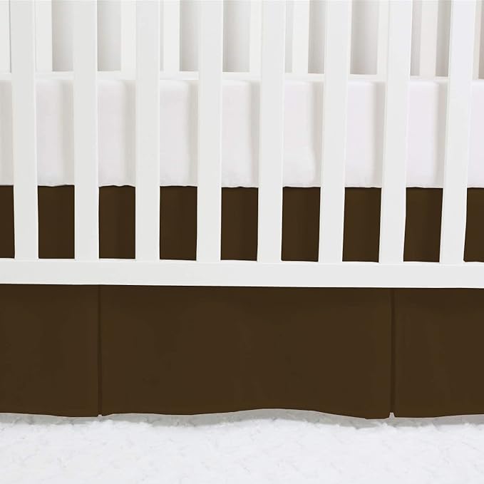 Box Pleated Crib Bed Skirt Premium 100% Cotton 800 Thread Count Nursery Crib Toddler Bedding Crib Bedskirt for Baby Boys or Baby Girls, (28" x 52") + 16" Drop Lenght - Chocolate Solid