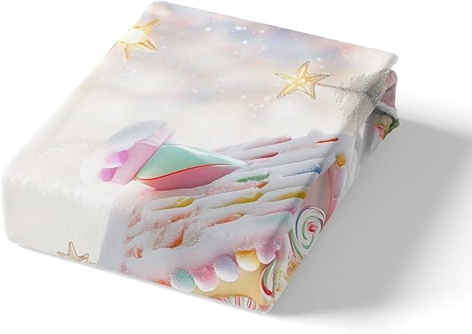 Manfei Christmas Kids Duvet Cover Set Queen Size, Cute Candy Cabin Xmas Bedding Set for Boys Girls Room Decor, New Year Theme Comforter Cover, Lightweight Bedspread Cover, 2 Pillowcases, No Comforter