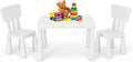 HONEY JOY Kids Table and Chair Set, Plastic Children Activity Table and 2 Chairs for Art Craft, Easy-Clean Tabletop, 3-Piece Toddler Furniture Set for Daycare Playroom, Gift for Boys Girls(White)