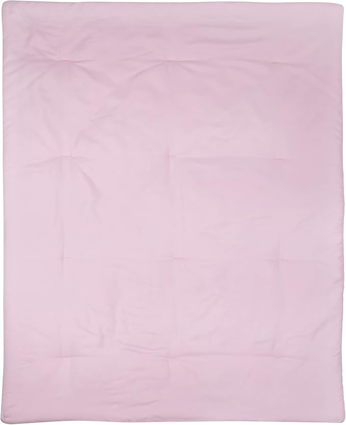 EVERYDAY KIDS 4 Pc Crib Bedding for Girls Nursery Set Includes Baby Bed Quilt, Fitted Sheet, Dust Ruffle and Diaper Stacker- Nursery Bedding Set - Baby Crib Bedding Set in Pink