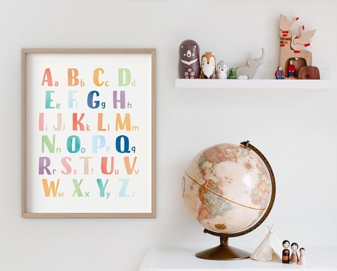 OZCONO Rainbow Alphabet Poster for Kids, Educational ABC Wall Chart for Classroom Decor, Montessori, Nursery Toddler Learning (Unframed) (12x18)