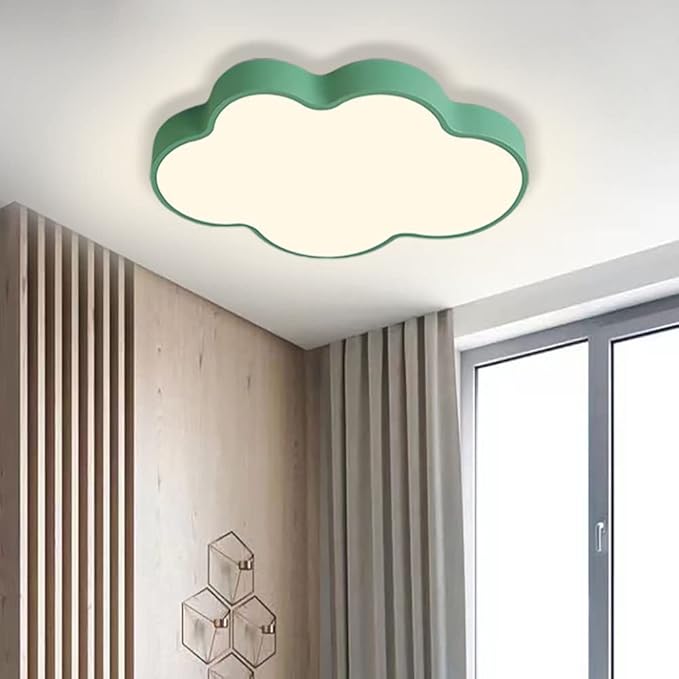 LED Ceiling Light Fixture,27 Inch Modern Cloud Shape Recessed Ceiling Lights,Dimmable Light,Green 43W Close to Ceiling Lighting Flush Mount Living Room Bedroom,3000K-6000K